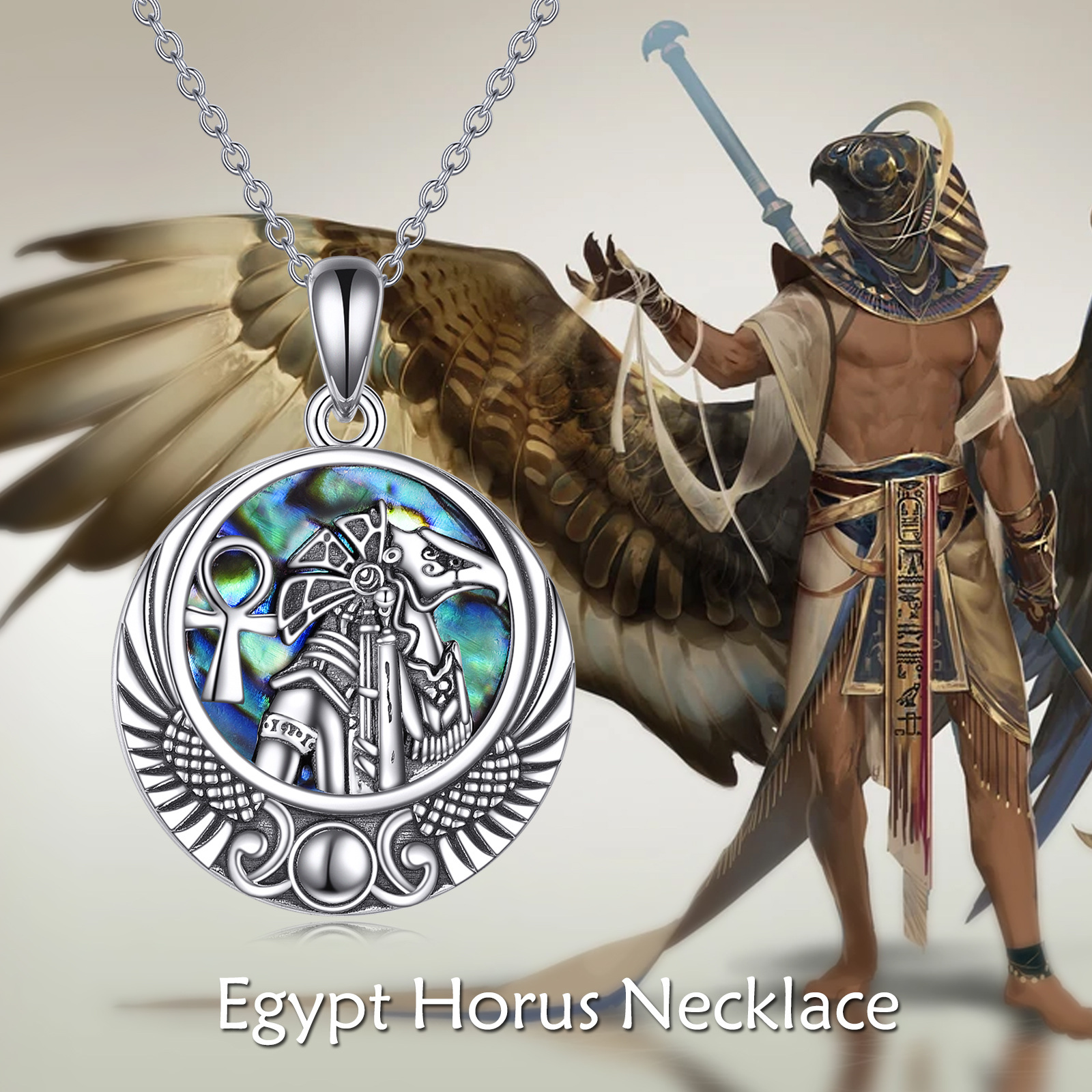 Horus Necklace Sterling Silver Egyptian Pendant